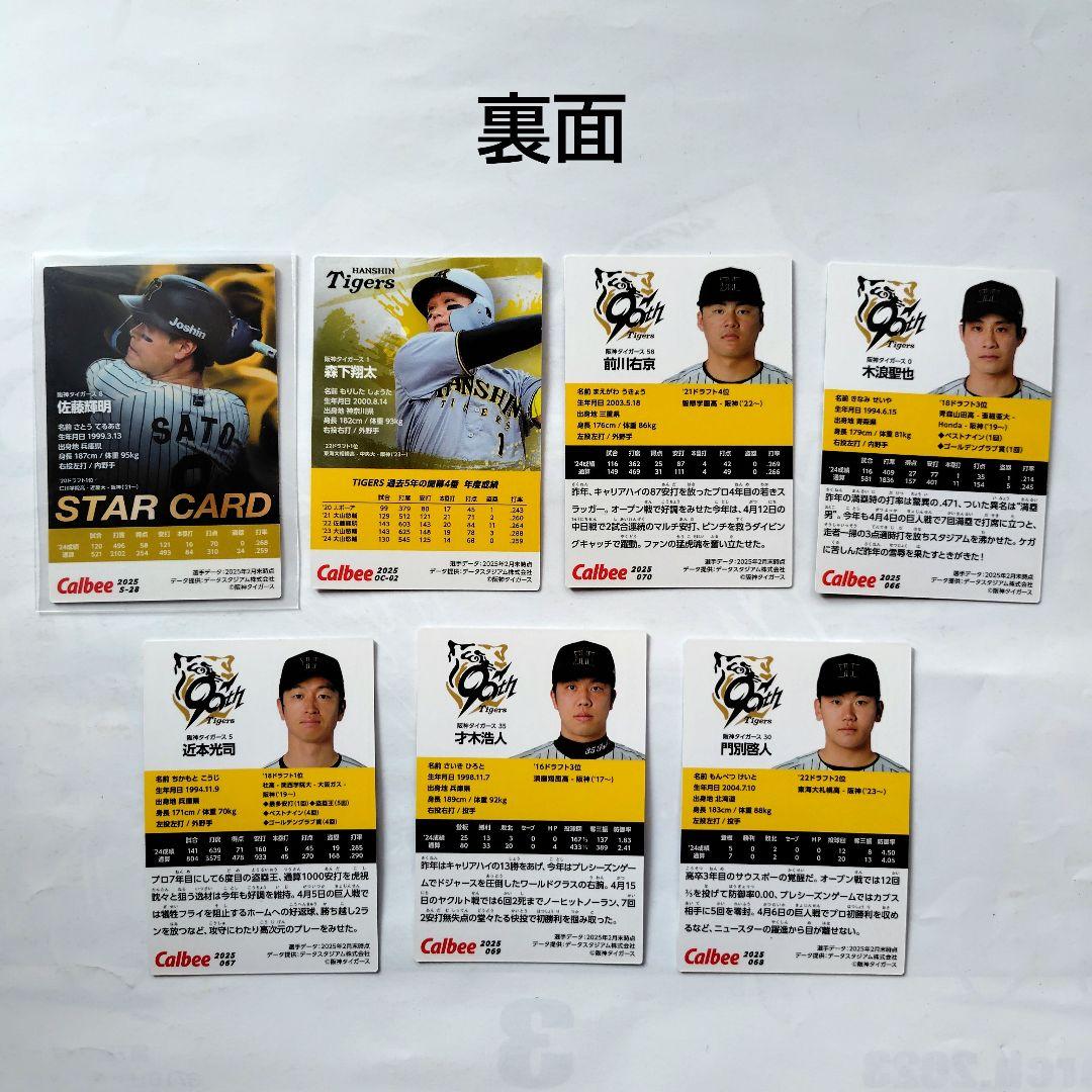 阪神タイガース カルビープロ野球チップスカード 2025第二弾 7枚