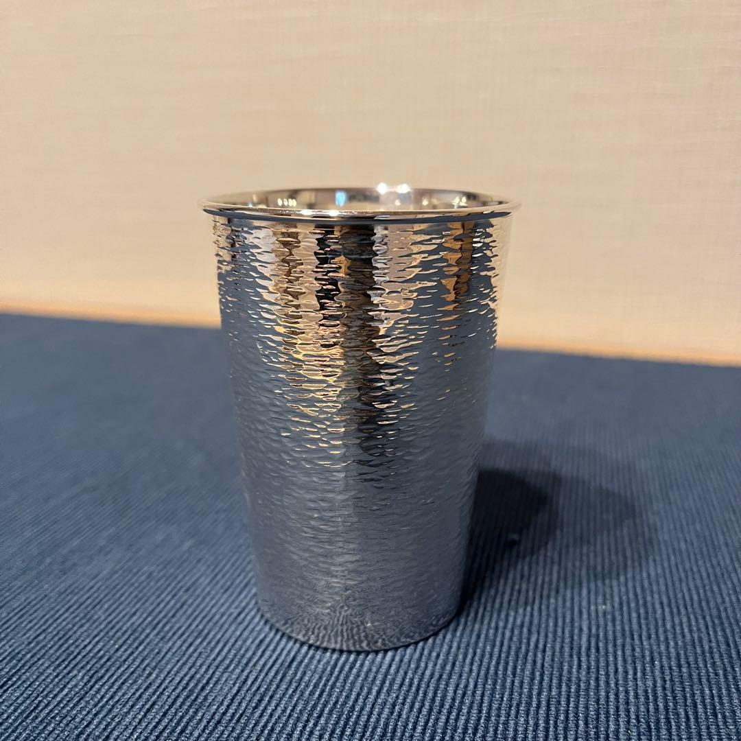 純銀鎚目盃］俵屋 京都 ギャラリー遊形 清課堂 タンブラー 一口ビール