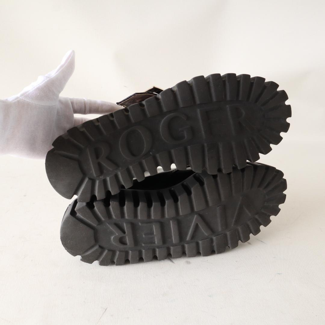 ロジェヴィヴィエ ヴィヴゴーシック厚底 黒エナメルローファー 37 24cm