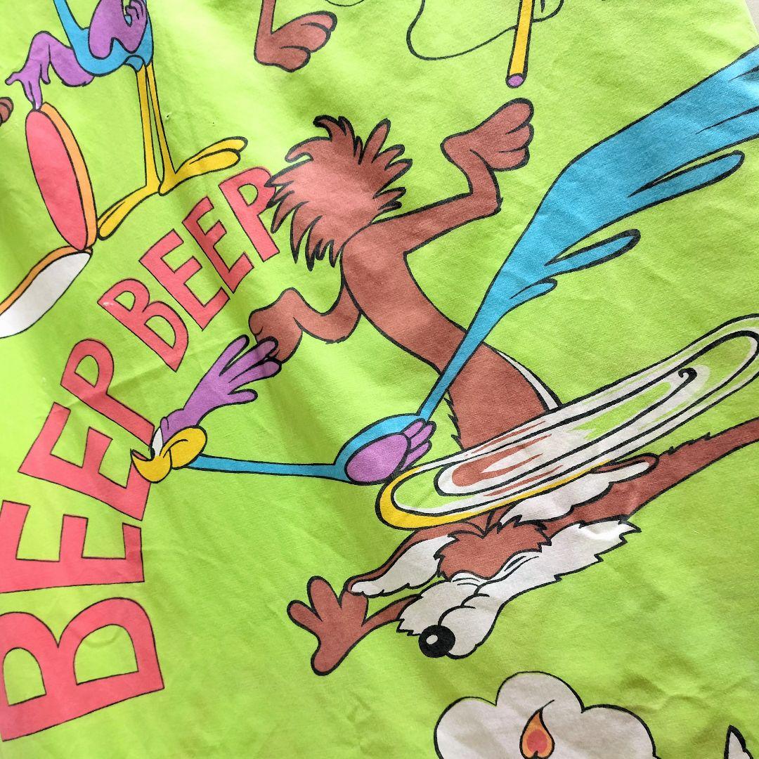 70s ビンテージ ロードランナー コヨーテ フラットシーツ ワーナー グリーン 70s ビンテージ ロードランナー コヨーテ ボックスシーツ ワーナー