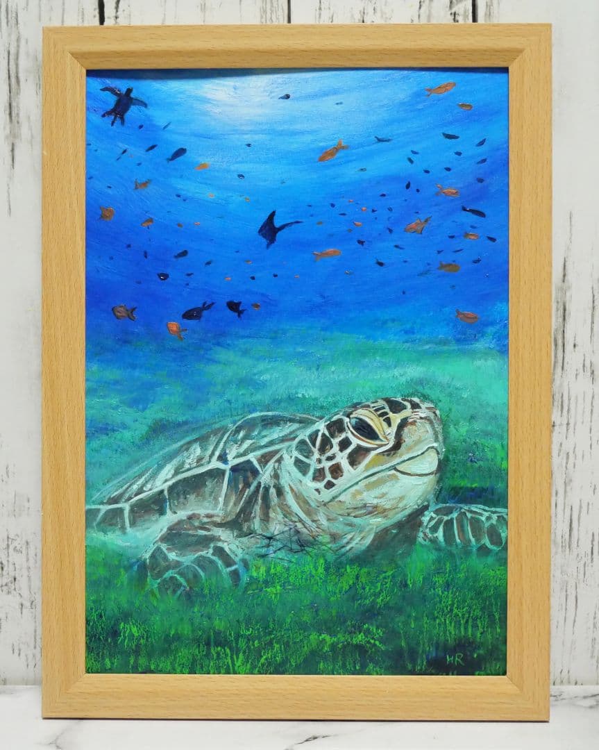 油絵 絵画 【海森のウミガメ】 - メルカリ