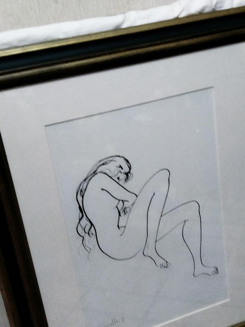 古沢岩美　裸婦　額装　婦人像
