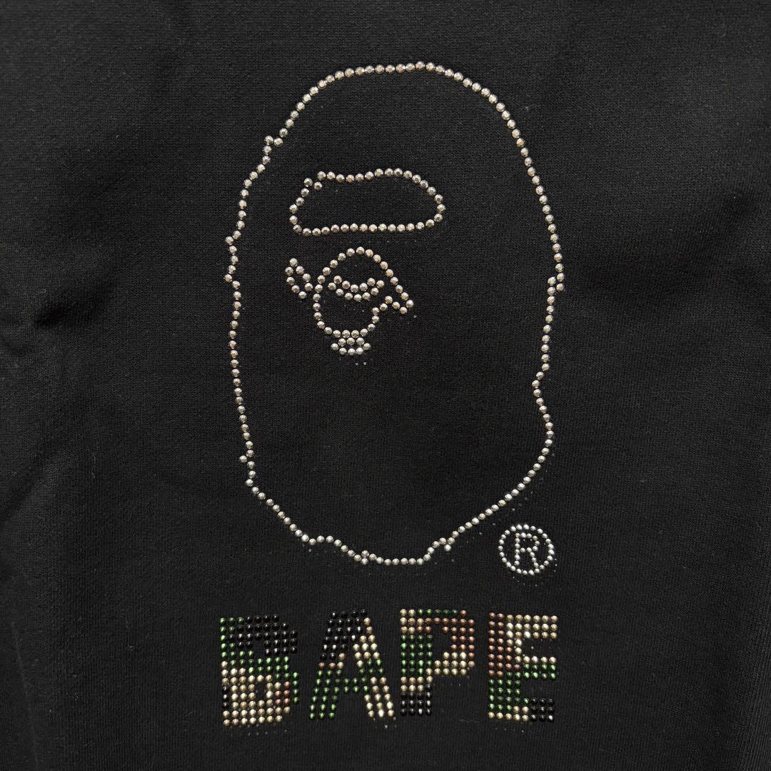 新品未使用】APE スワロフスキー ラインストーン 黒 XXL スウェット