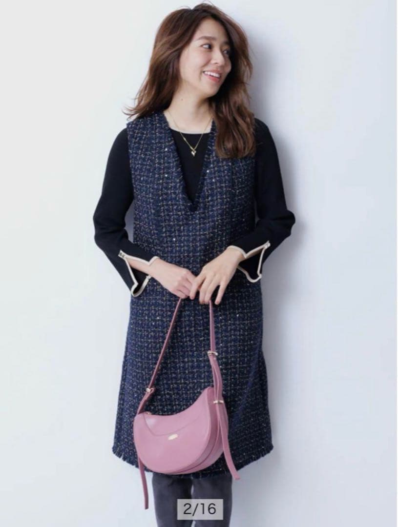 ♥︎美品♥︎ジャスグリッティーラメツイードジャンスカネイビー