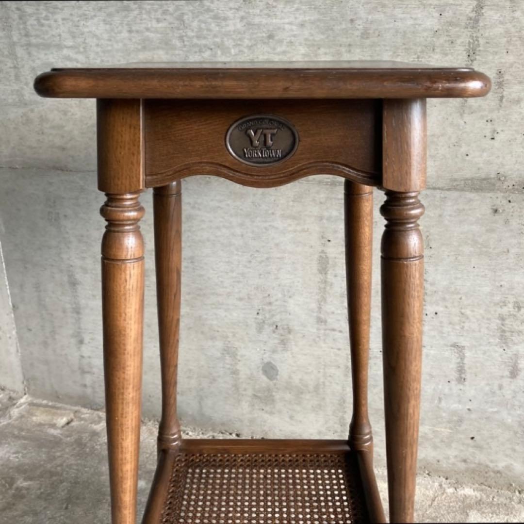 カリモク グランドコロニアル サイドテーブル 電話台 花台 木製 籐編み