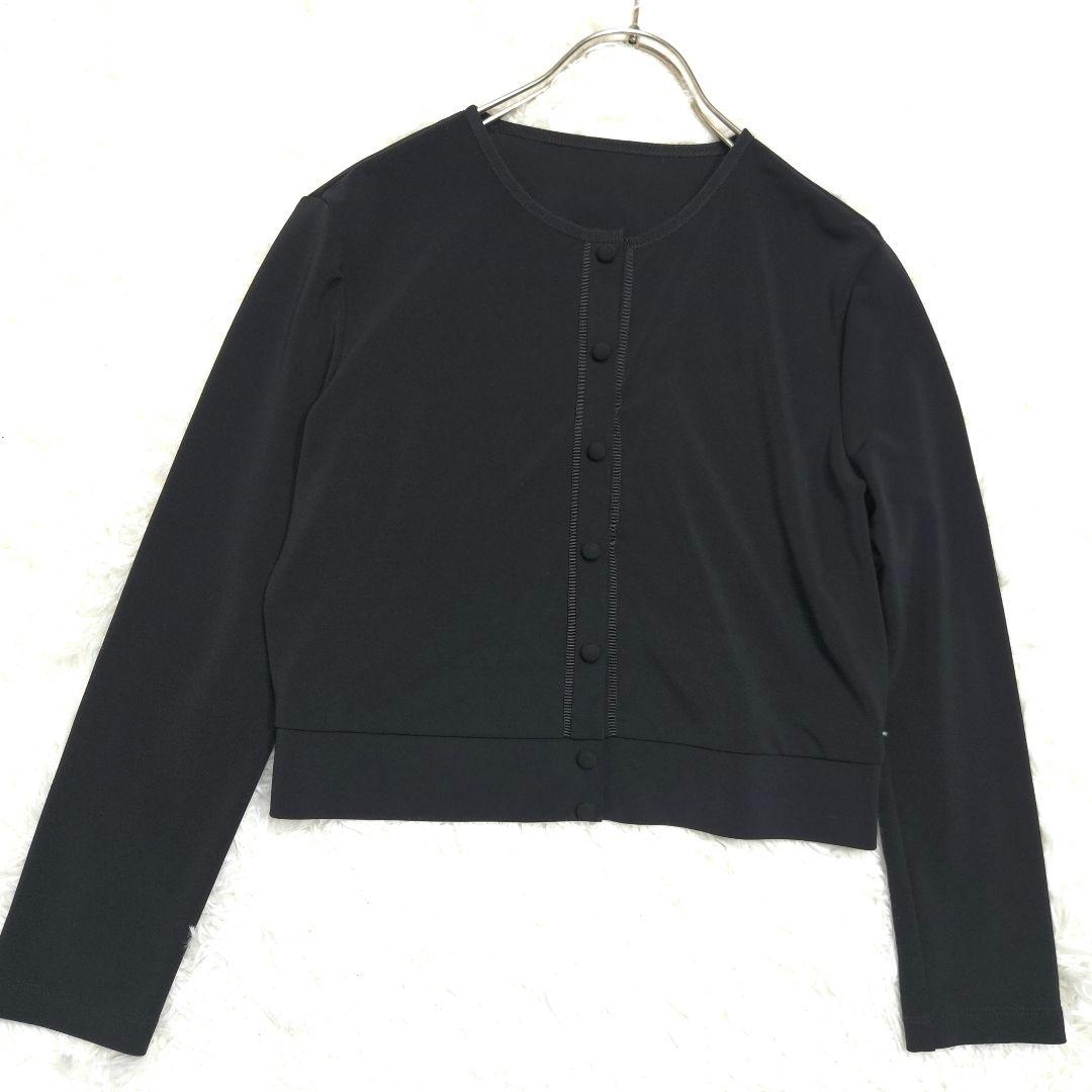 FOXY フォクシー 40 Lサイズ カーディガン 黒 長袖 丸首 ショート