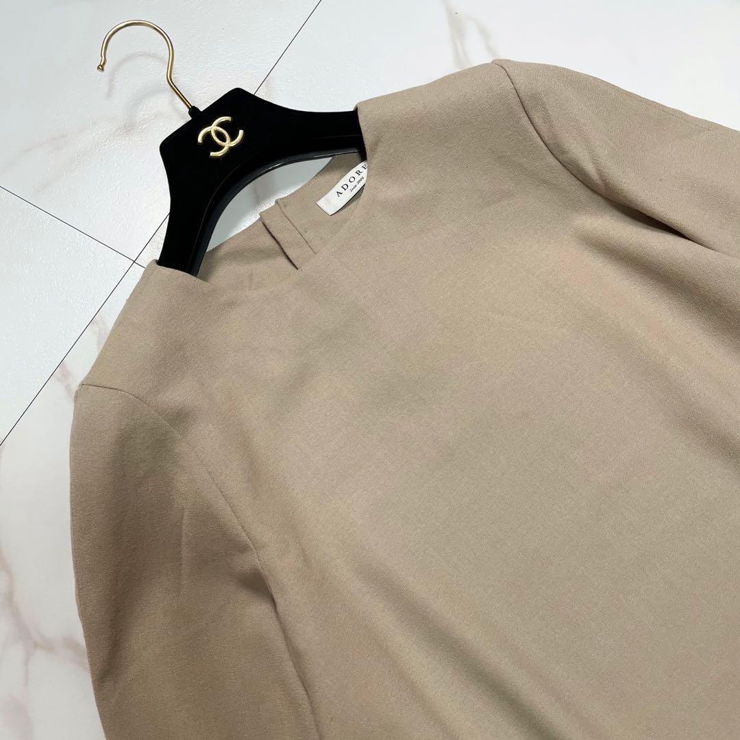 ADORE アドーア ブラウス シャツ 袖リボン ウール ベージュ 38