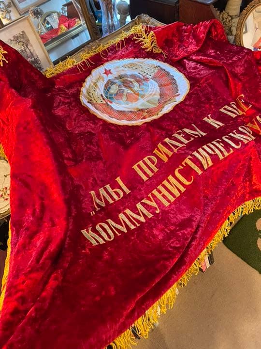 レア！豪華特大ヴィンテージ実物70s 旧ソ連時代レーニン旗フラッグ共産