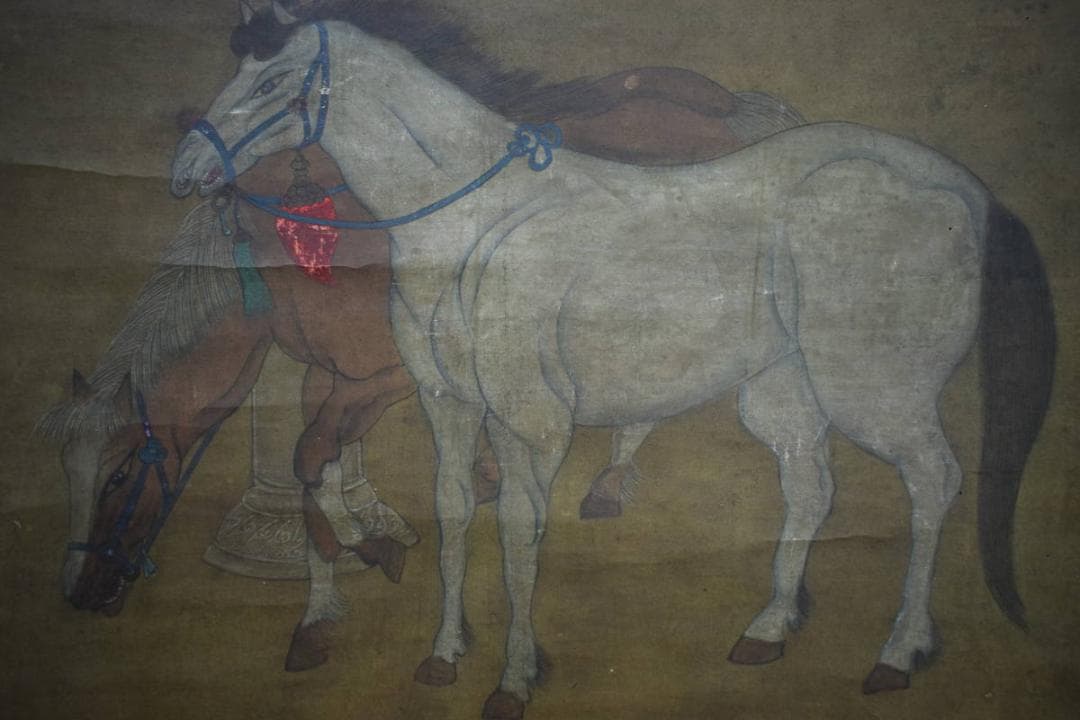 真作/子昴/馬図/中国画？/大幅/布袋屋掛軸HJ-928 - メルカリ