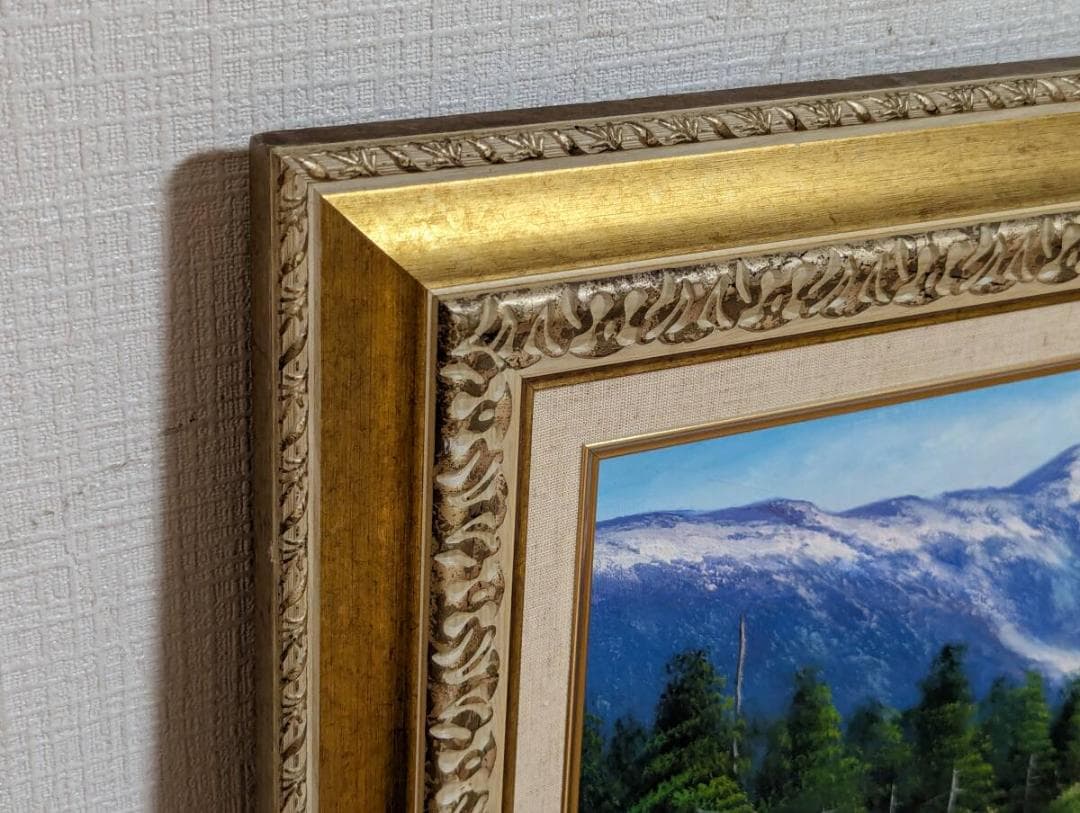 真作】絵画 油彩6号 山影を映す高原の池 インテリア風景画 Z106 - メルカリ