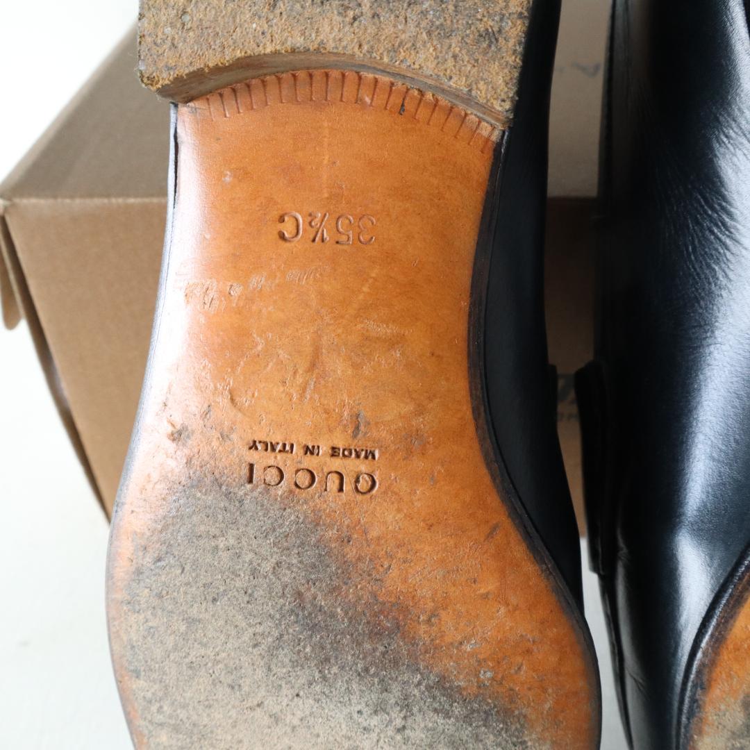 美品グッチ　ホースビットローファー　ダークネイビー×金　35.5 22.5cm