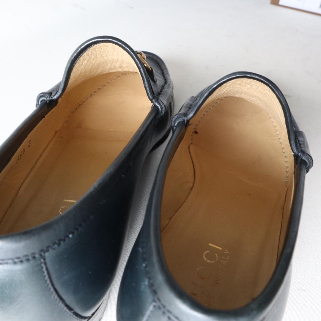 美品グッチ　ホースビットローファー　ダークネイビー×金　35.5 22.5cm