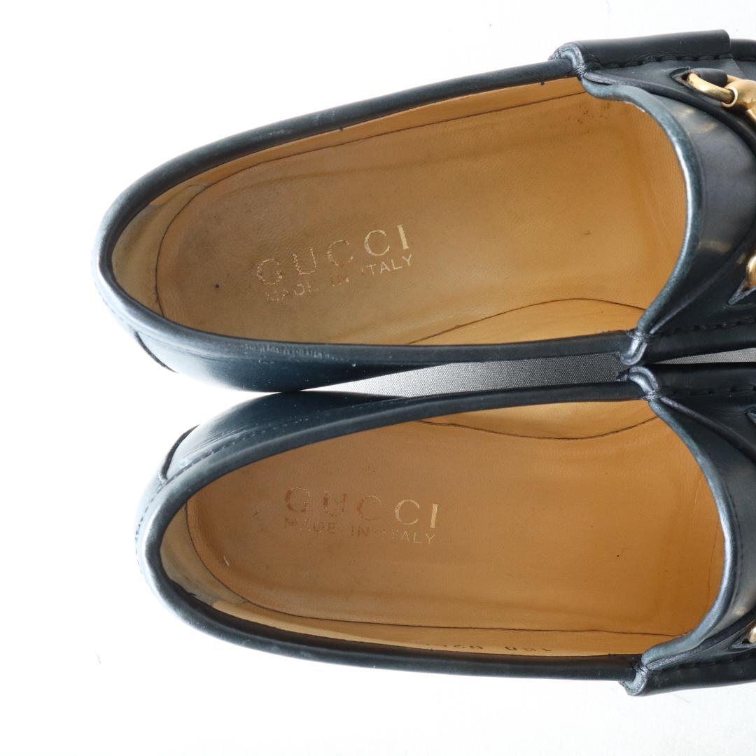 美品グッチ　ホースビットローファー　ダークネイビー×金　35.5 22.5cm