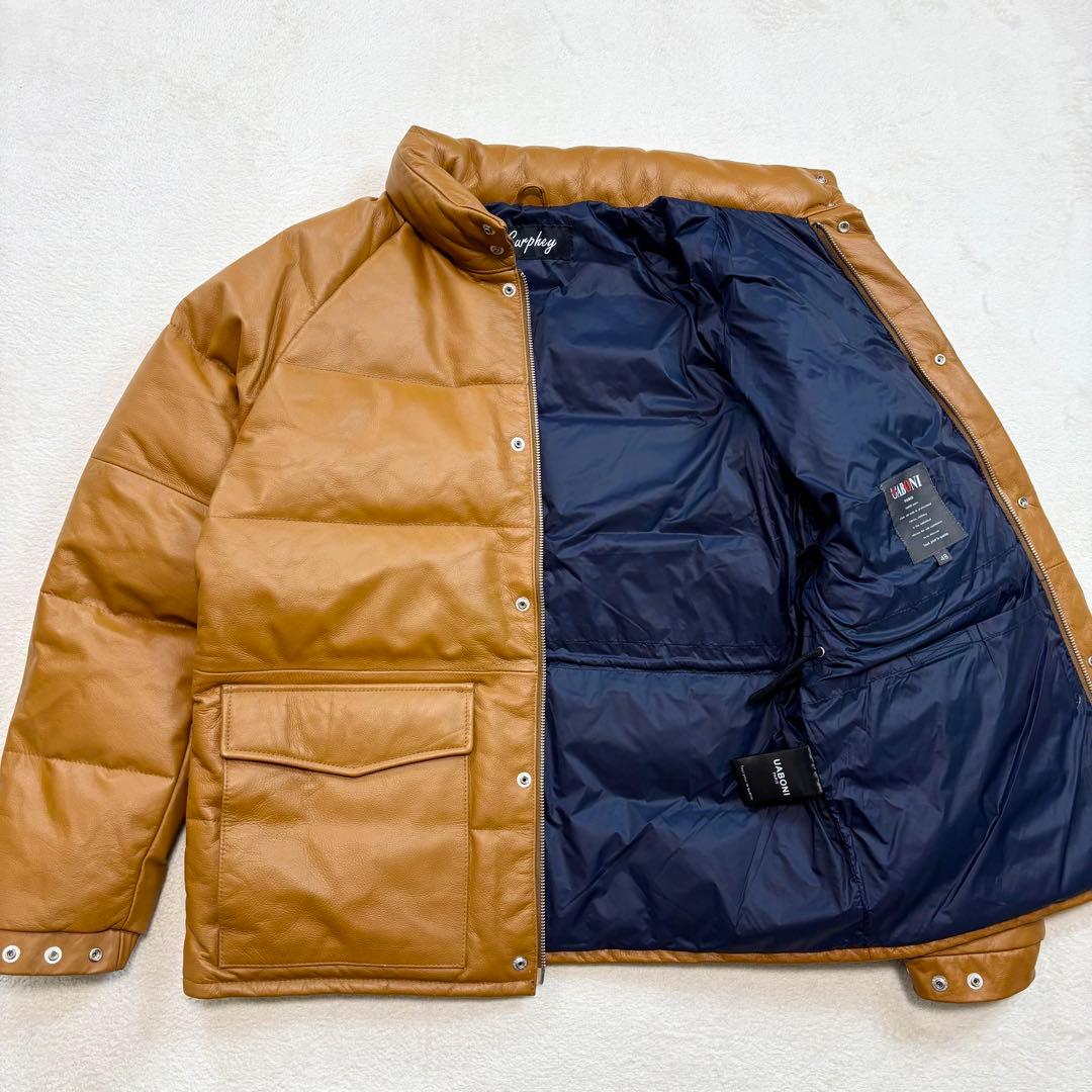新品未使用 UABONI ユアボニ レザーダウンジャケット キャメル - メルカリ