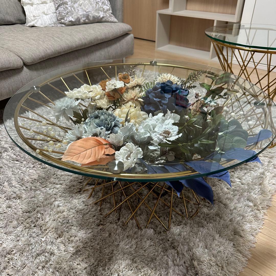 Francfranc マーリア コーヒーテーブル クリア ×ゴールド - メルカリ