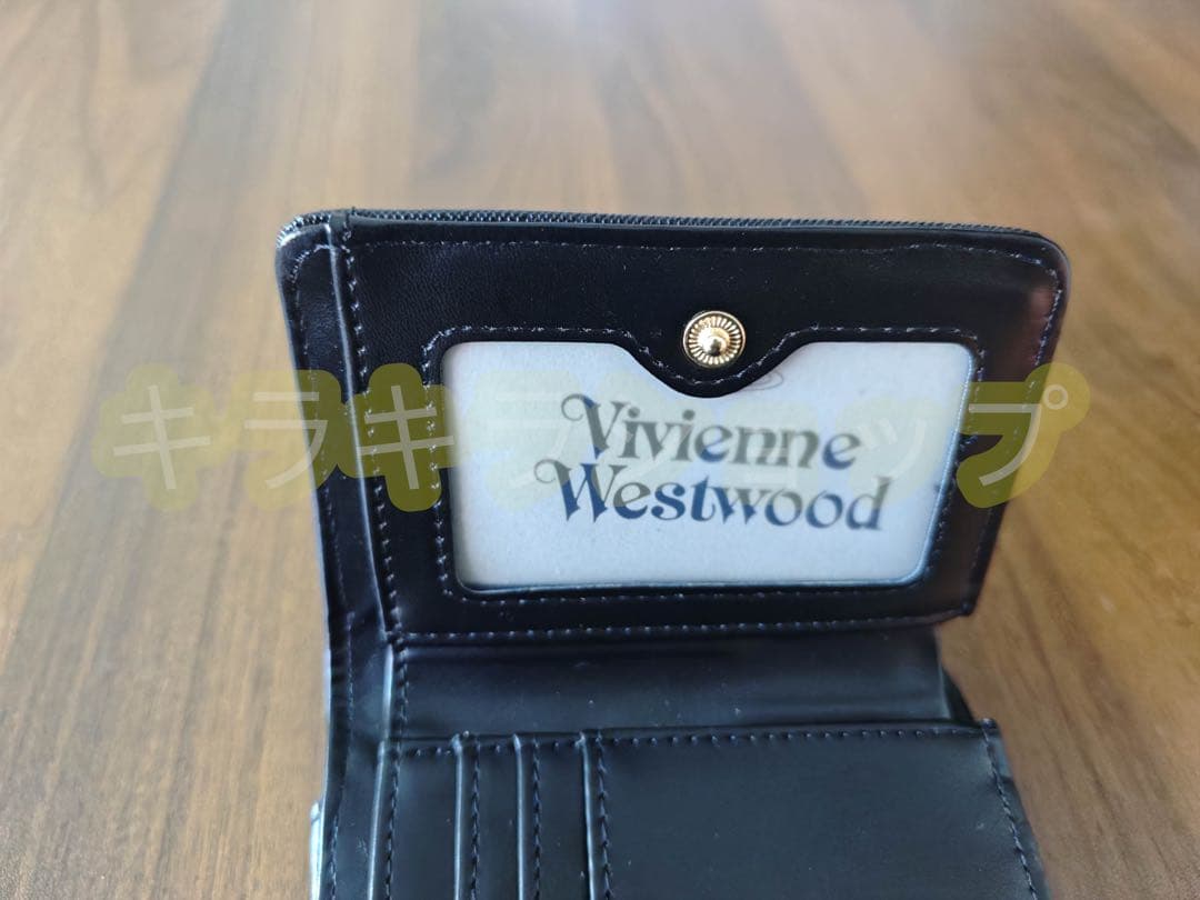 Vivienne Westwood 黒の三つ折り財布 合成皮革製 ディスカウント