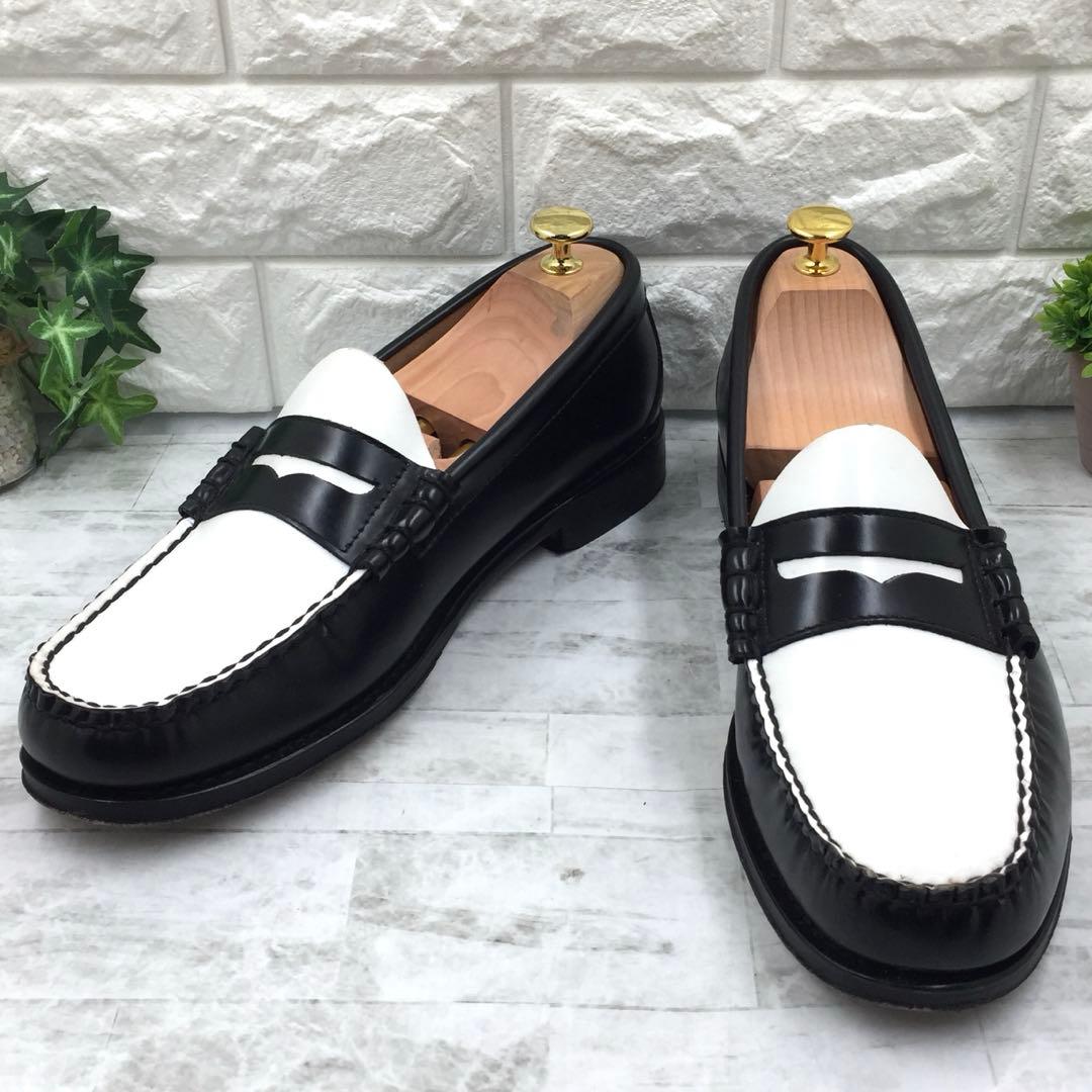 【美品】G.H.BASS ジーエイチバス ペニーローファー 黒/白 27.5cm