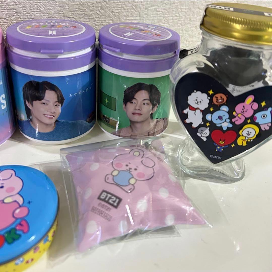 BTSキシリトールボトルグク&テテBT21ハート瓶BT21キラキラ缶8点セット