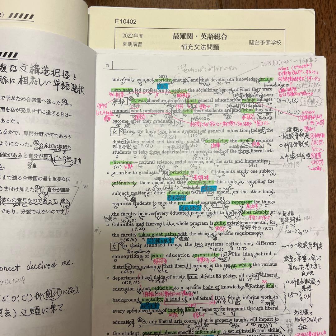 最難関英語総合 久山道彦先生 駿台 2023夏期 テキスト - メルカリ