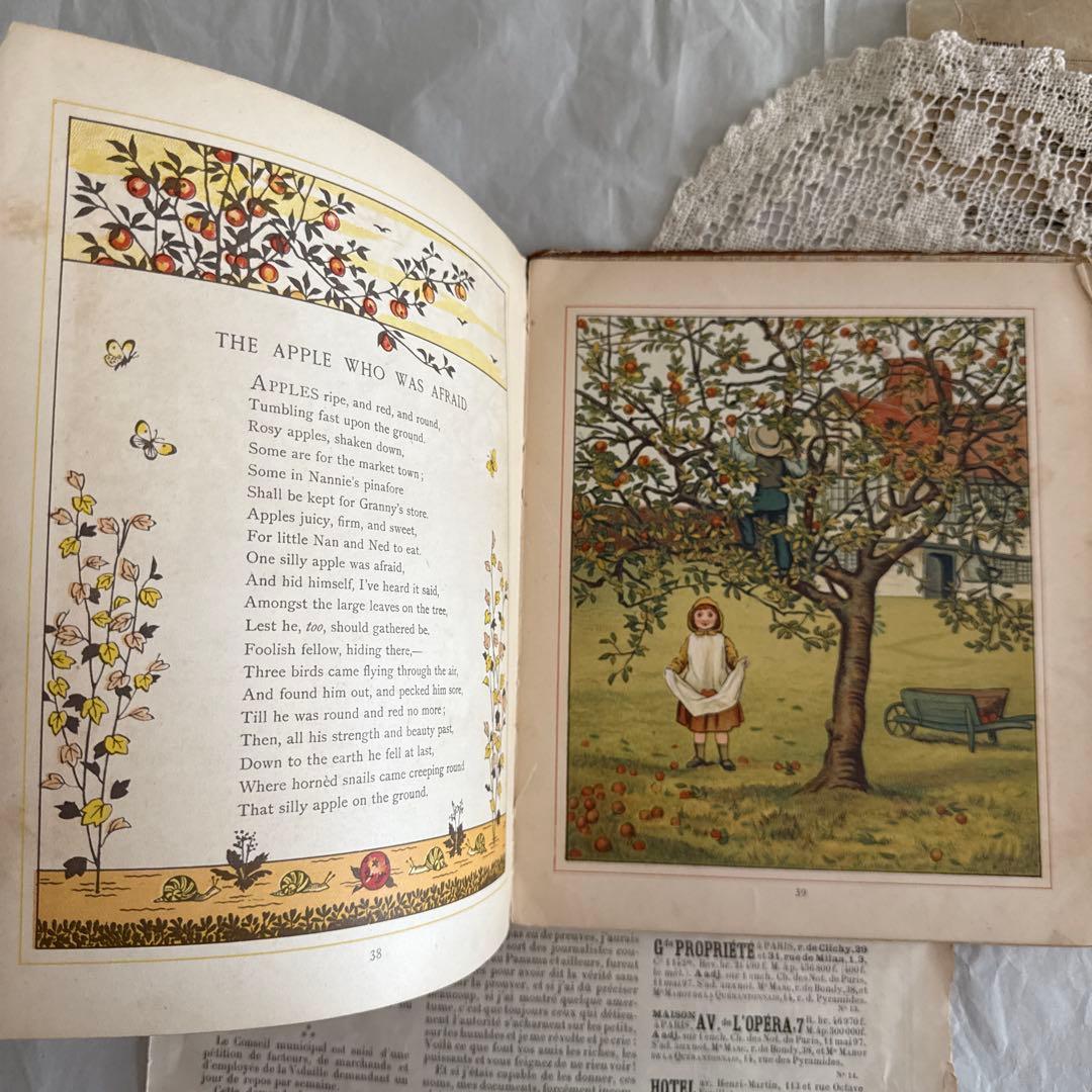 稀少1881年アンティーク美しい絵本イギリス洋書 古書 ジャンクジャーナルに