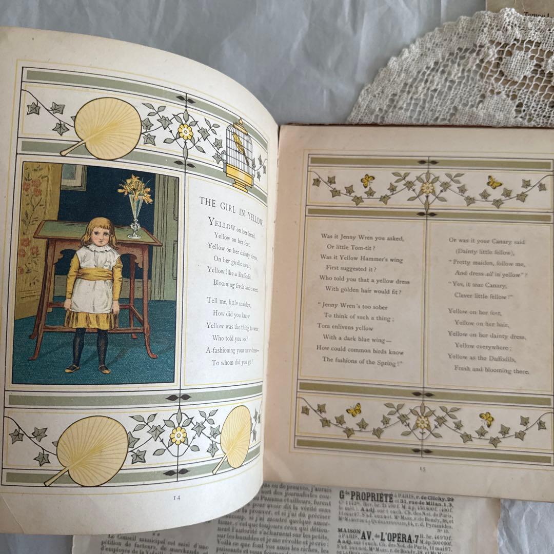 稀少1881年アンティーク美しい絵本イギリス洋書 古書 ジャンクジャーナルに