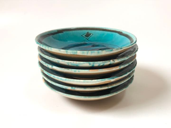 作家物 人間国宝 加藤土師萌 青釉 兎文 卯年 五寸皿