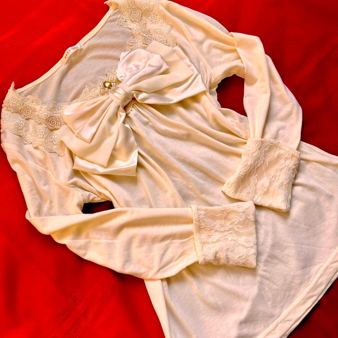 アクシーズファム BIGリボン ビジュー お姫様長T レース ロリータ