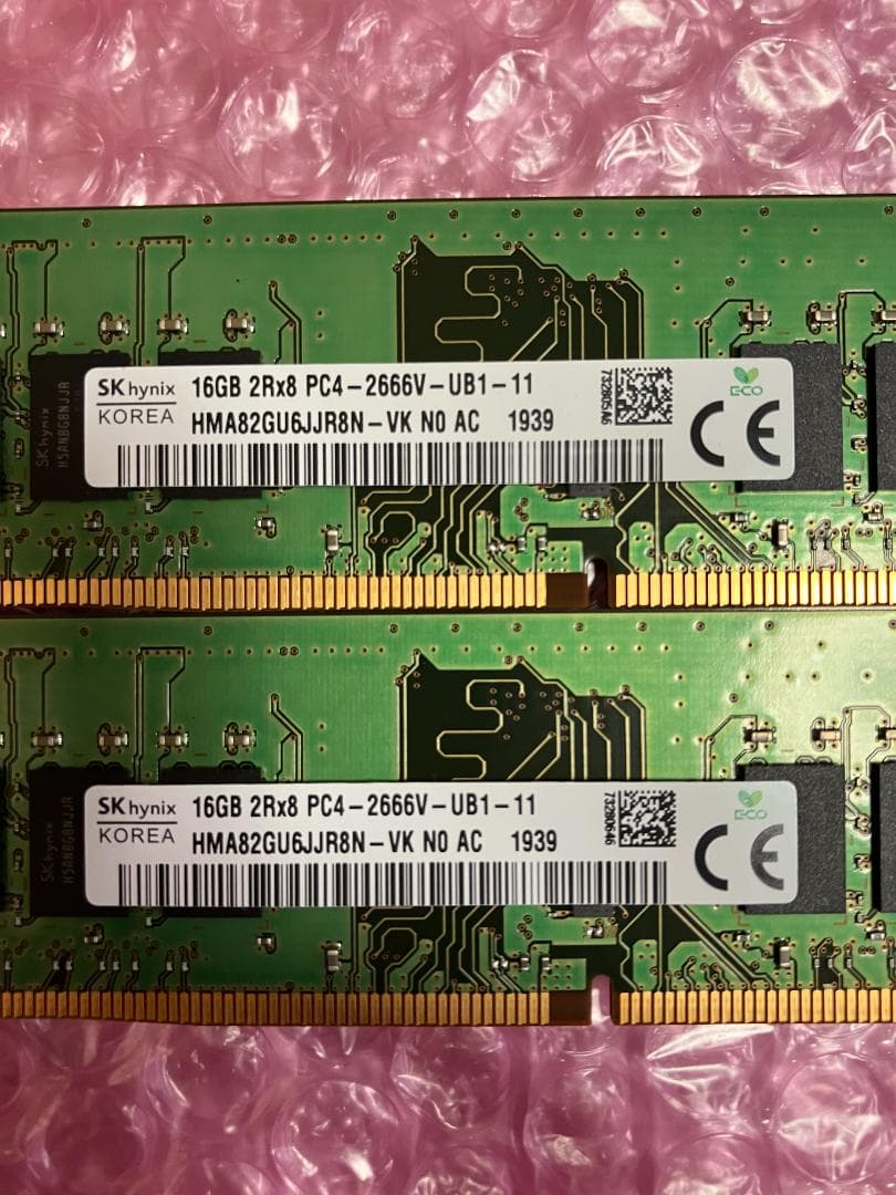 メモリ 16GB×2枚=32GB DDR4-2666 SKhynix 動作保証 - メルカリ