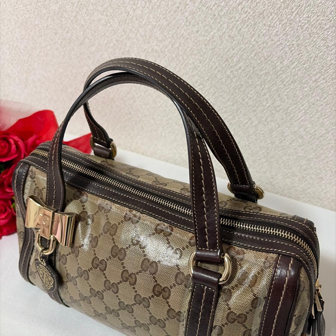 GUCCI グッチ GG柄 アビー リボン GGクリスタル ミニボストンバッグ