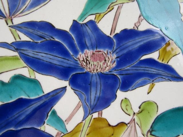 Y5-1012◇九谷焼 健作 鉄仙色絵文 大皿 八角皿 飾皿 巾43cm◇ - メルカリ