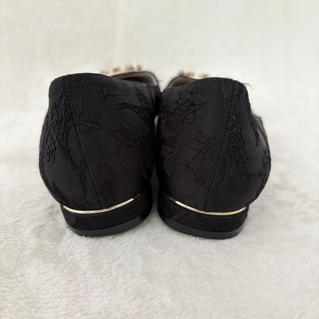 RANDA ビジューパーツ フラットパンプス ポインテッドトゥ 23.5cm