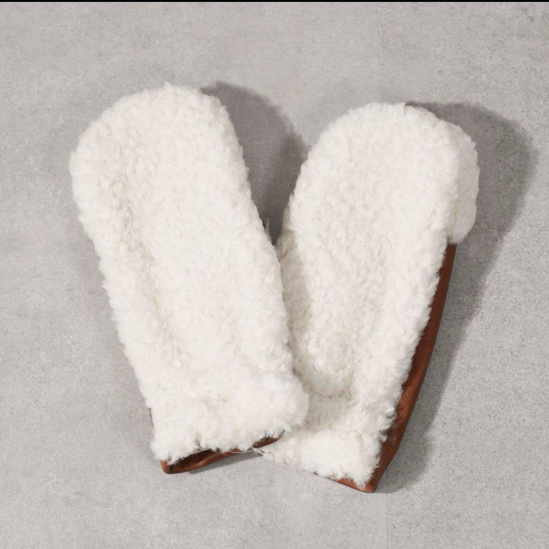 クロエ ミトン 手袋 グローブ ブラウン キャメル ボア ムートン キッズ