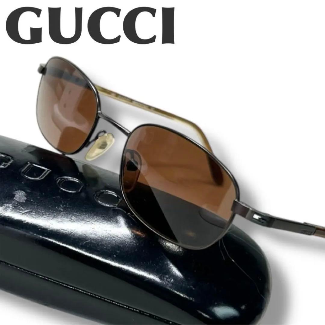 GUCCI ティアドロップ サングラス ブラウンレンズ メタルフレーム
