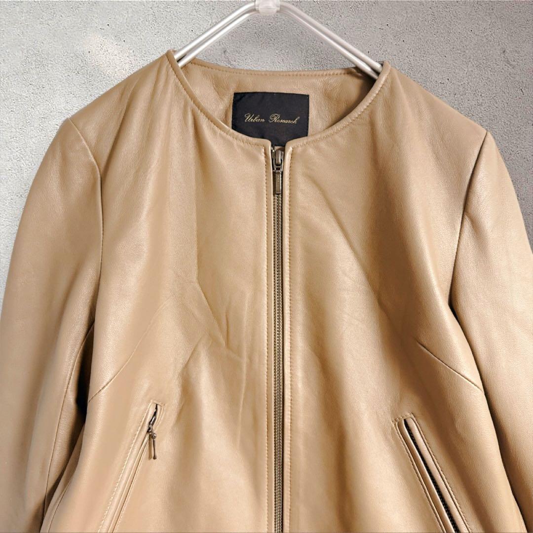 URBAN RESEARCH ノーカラー レザージャケット ラムレザー 36 - メルカリ