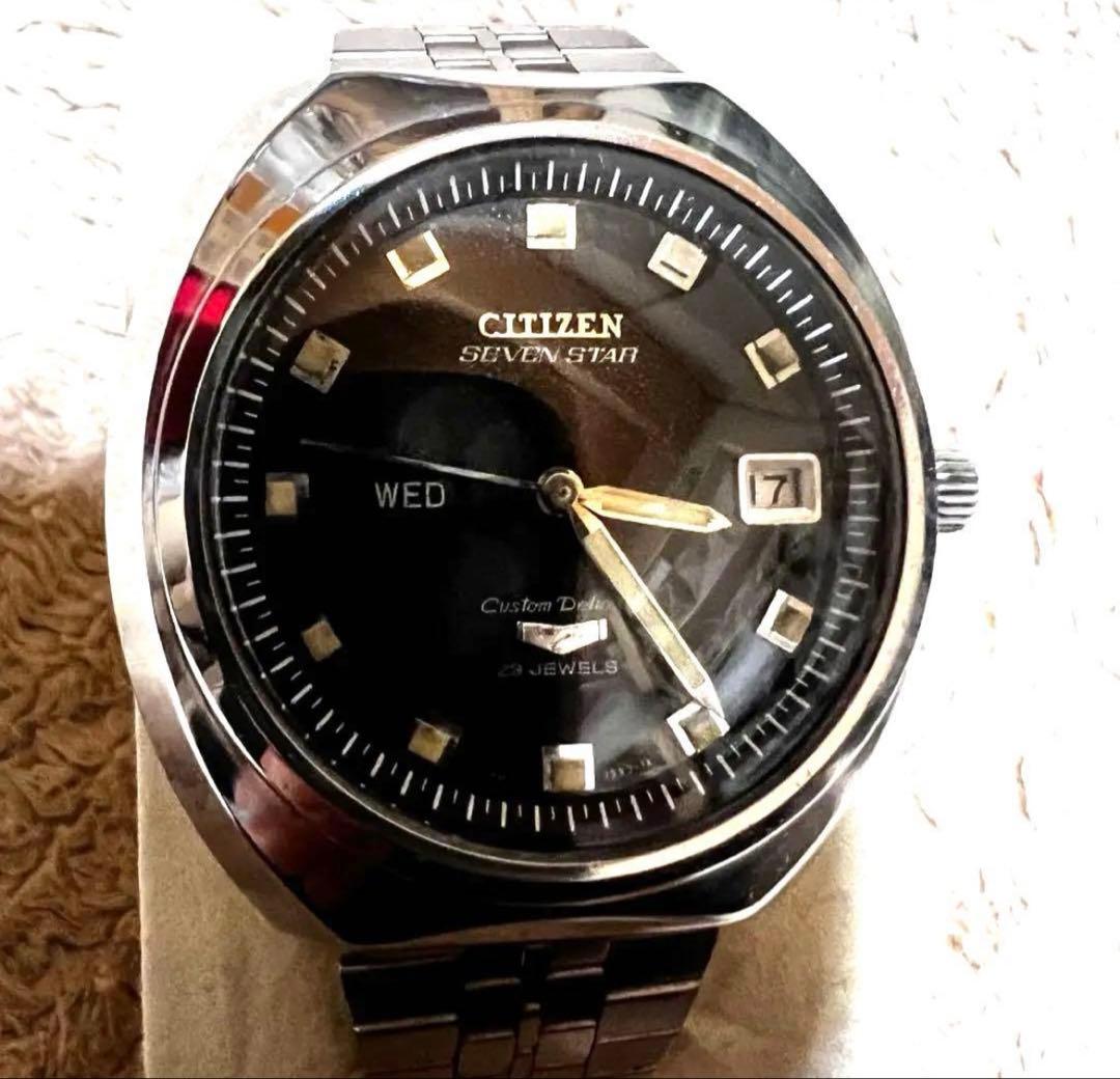 最安値 極上品 美品稼働1968年代物 希少ビンテージ時計ブラックcustom7