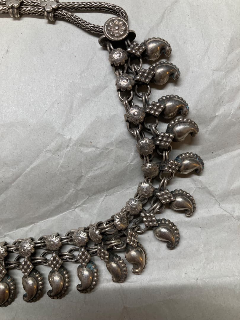 ヴィンテージ 伝統 インド ラジャスタン シルバー ネックレス 79.55g