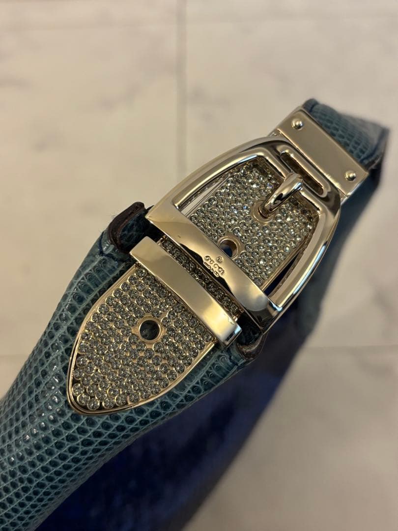 GUCCI グッチ グラム リザードスキン ブルー スパンコール バッグ