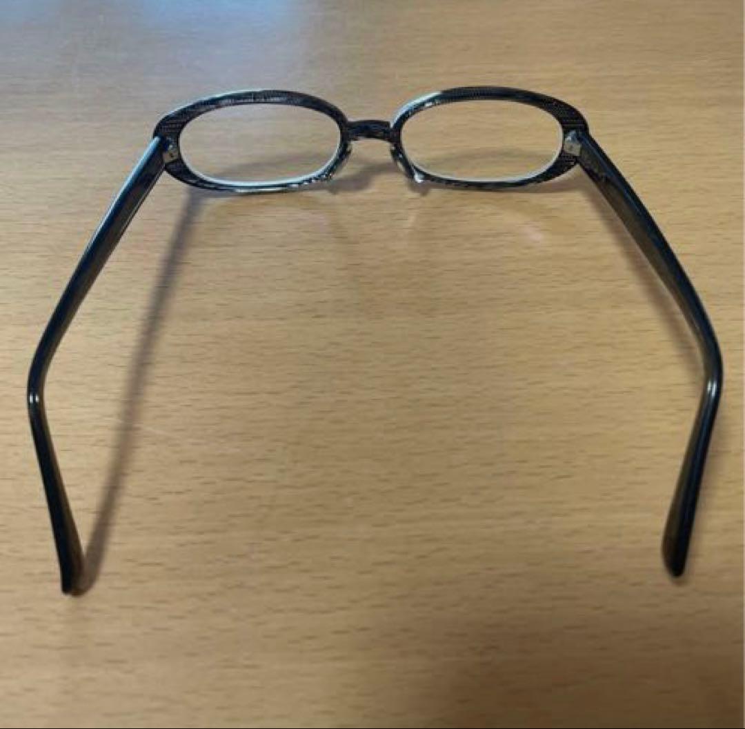 白山眼鏡店 ブラック 縞 ケース付き