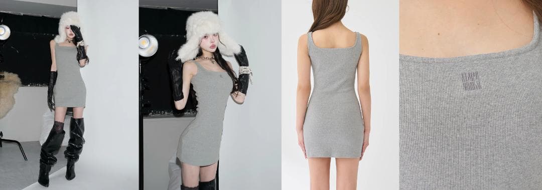 ダーリッチ darich シェイプリブカットミニワンピース ホワイト FL