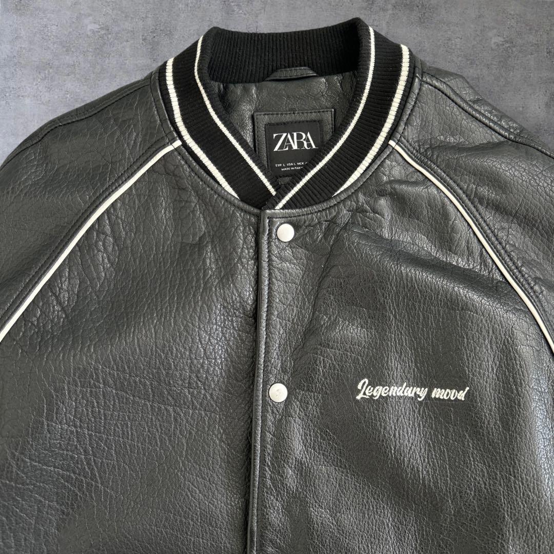 美品 ZARA バッファローレザー 本革 牛革 レザージャケット Lサイズ