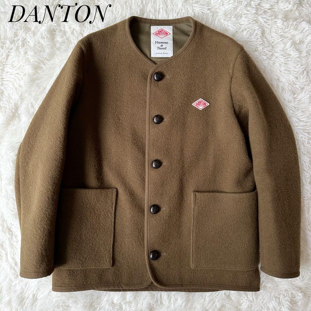 DANTON ダントン ウールモッサ ノーカラージャケット ブラウン - メルカリ