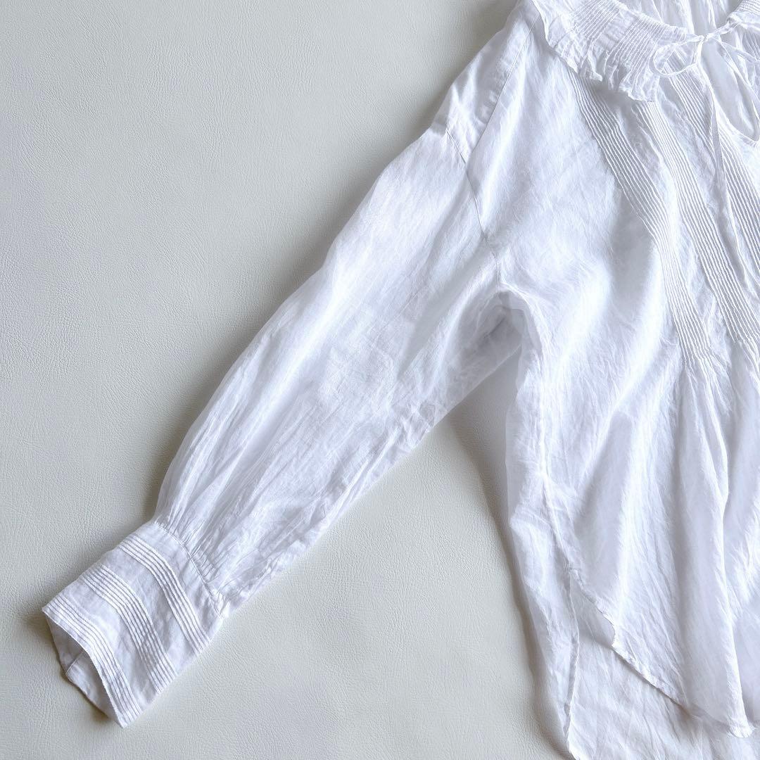 ☆美品☆ヌキテパ 五明祐子さんコラボ 衿フリルブラウス シアー