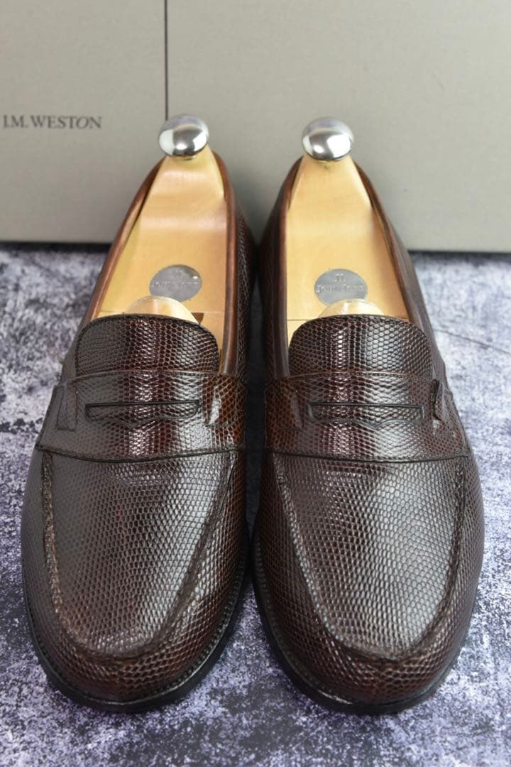 純正ツリー付　J.M.WESTON　#180　リザード　6.5E　ダークブラウン