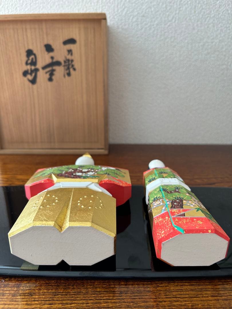 日本橋高島屋購入 最高級品 一刀彫 神泉 神泉作奈良 雛人形 立雛 20.5