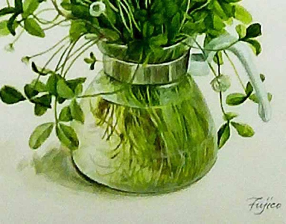 原画1点物！ 橋本不二子「軽井沢のクローバー（1）」水彩画 大変貴重な