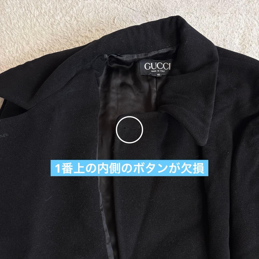 GUCCI グッチ アンゴラウールピーコート ヴィンテージ ブラック 金釦