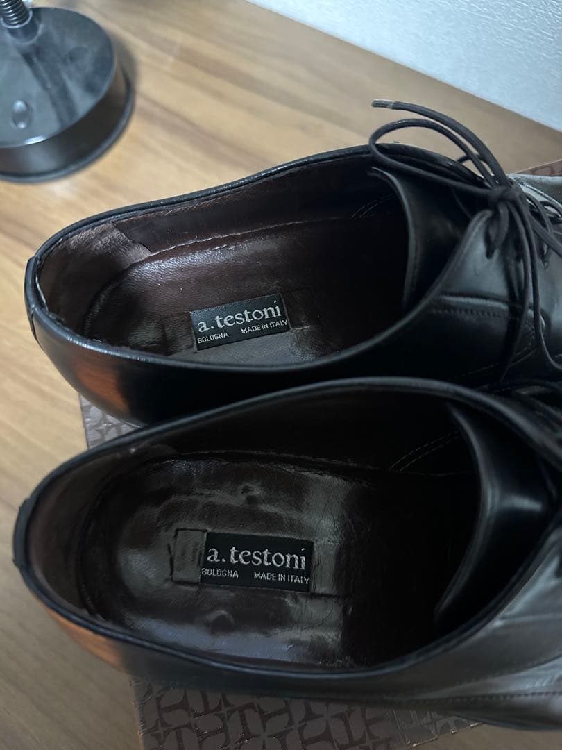 【着用1回極美品】a.testoni ストレートチップ黒UK6.5 25.5cm
