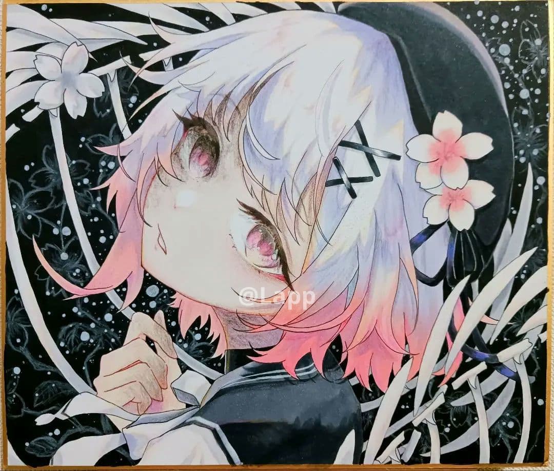 こ*こ様 魔法少女ノ魔女裁判　まのさば　桜羽エマ 魔女化　手書きイラスト 桜羽エマ #魔法少女ノ魔女裁判