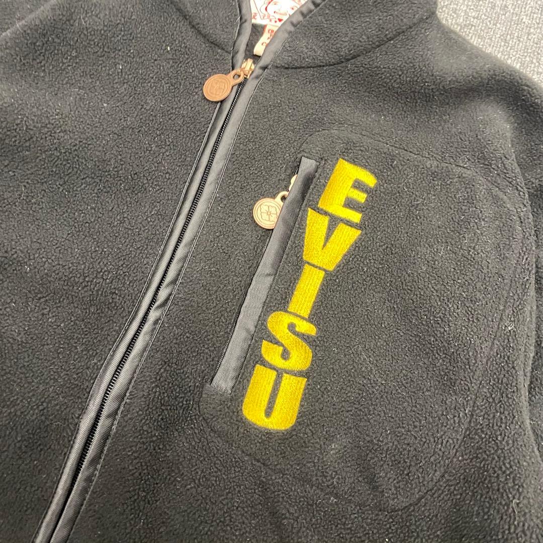 EVISU フリースジャケット メンズ サイズ40 ブラック カモメマーク