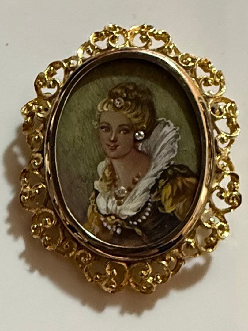 K18 刻印あり　ダイヤ　アンティーク品　ペンダントップ　プローチ 兼用 K18 ダイヤカット ピンブローチ レディース メンズ ユニセックス 18K